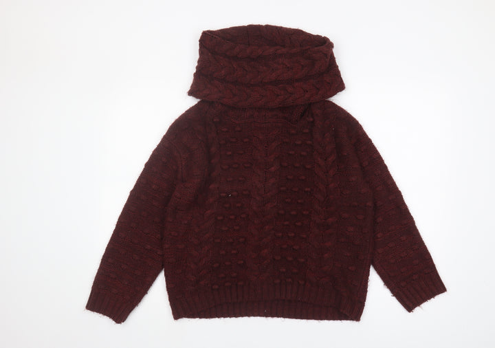 Marks and Spencer Women's Red Cowl Neck Pullover Jumper Size 12