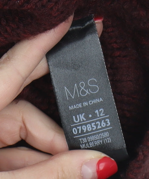 Marks and Spencer Women's Red Cowl Neck Pullover Jumper Size 12