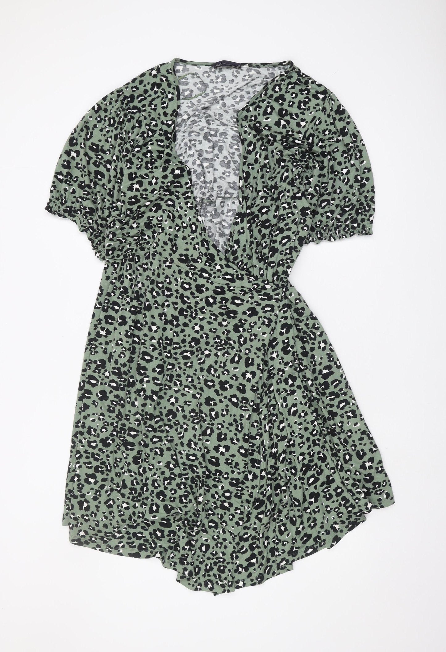 Marks and Spencer Women’s Green Animal Print Wrap Dress