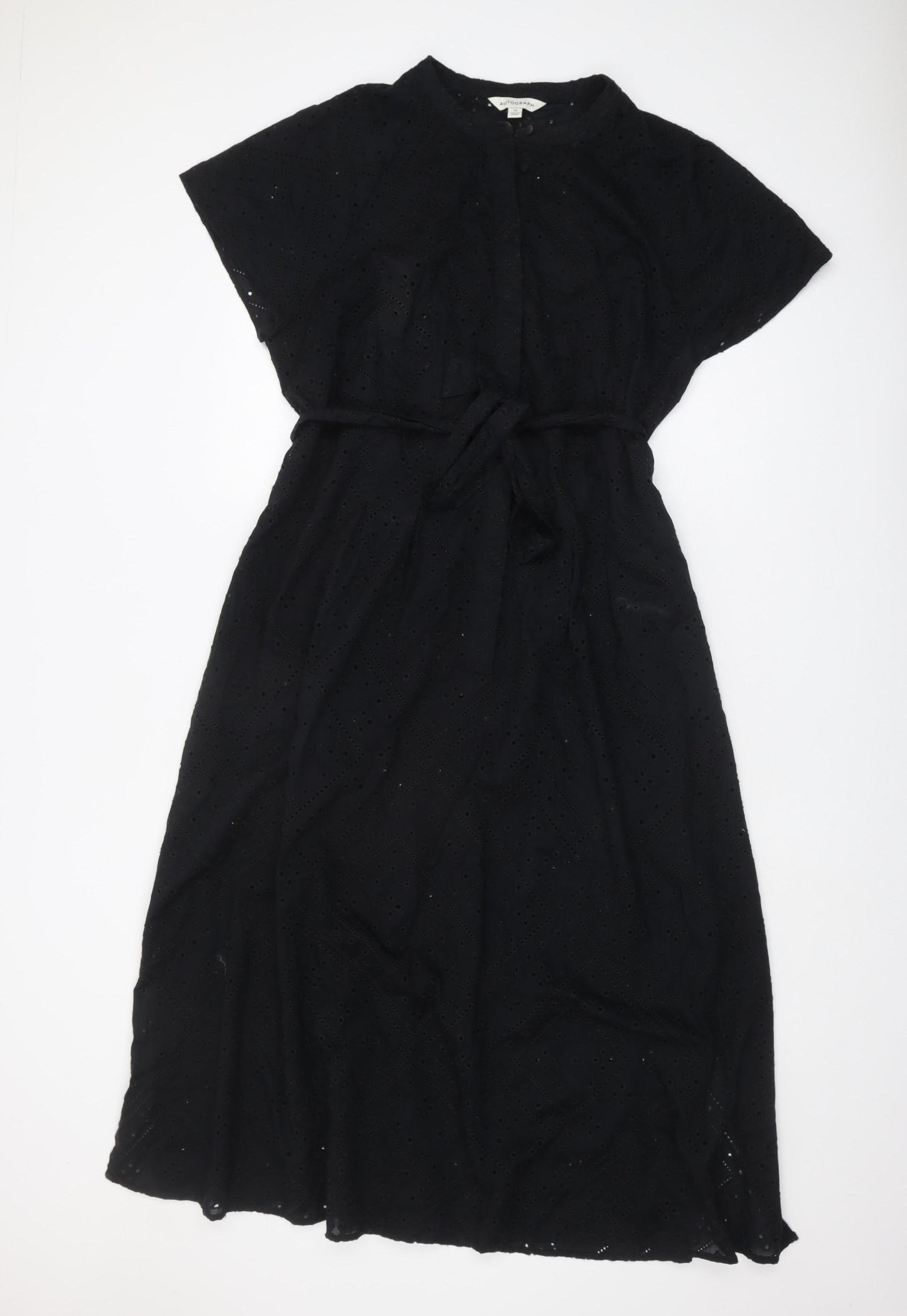 Autograph Women's Black Cotton Blend Midi Shirt Dress