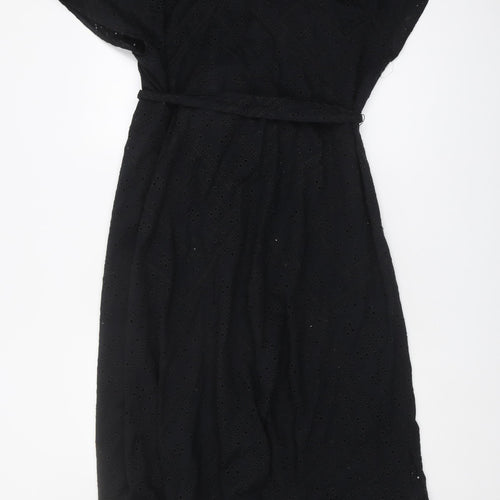 Autograph Women's Black Cotton Blend Midi Shirt Dress