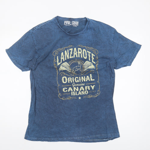 Canarias Fun Men's Blue Graphic Print T-Shirt Large