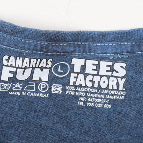 Canarias Fun Men's Blue Graphic Print T-Shirt Large