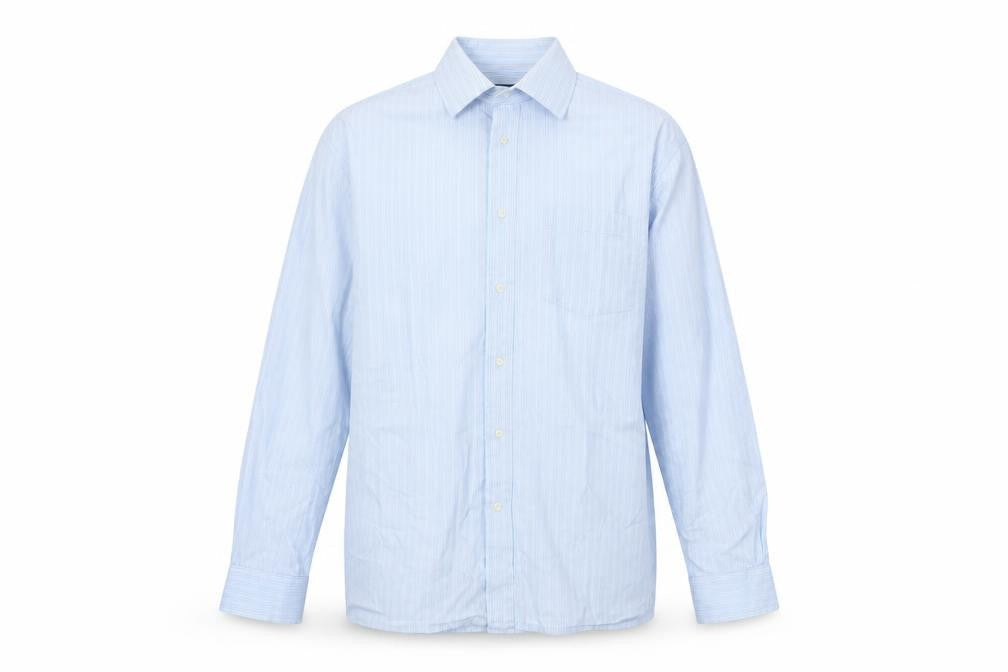 Front view of Park Avenue Men's Blue Striped Long Sleeve Shirt