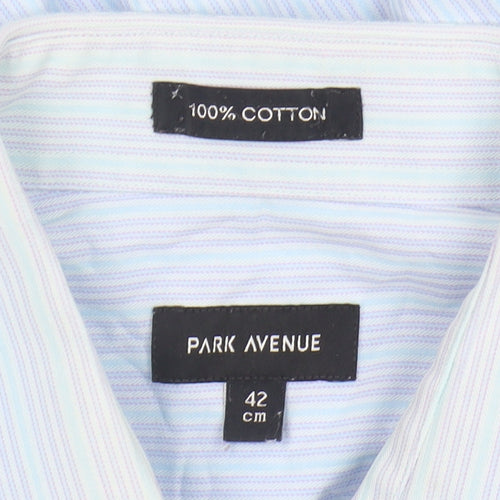 Park Avenue Men's Blue Striped Long Sleeve Shirt
