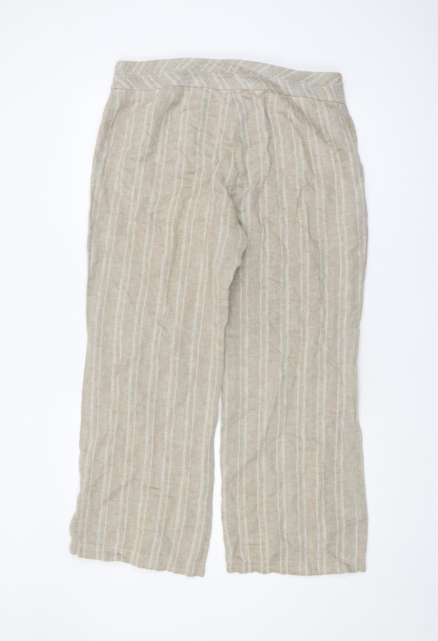 Marks and Spencer Women's Beige Striped Trousers Size 16