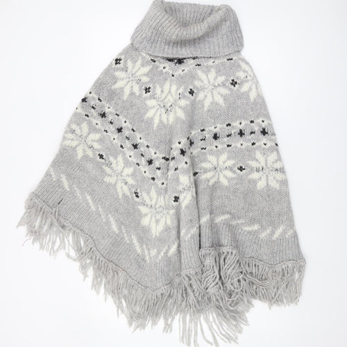 Next Women's Grey Fair Isle Cape Jumper, XS