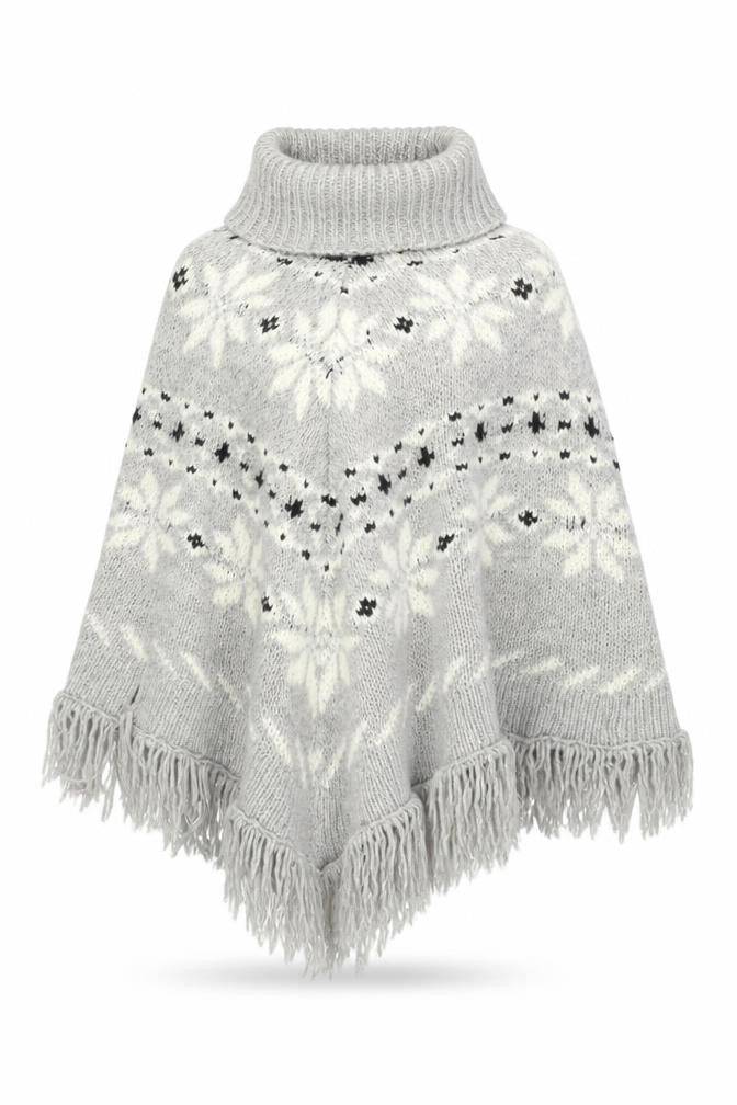 Front view of Next Women's Grey Fair Isle Cape Jumper, XS