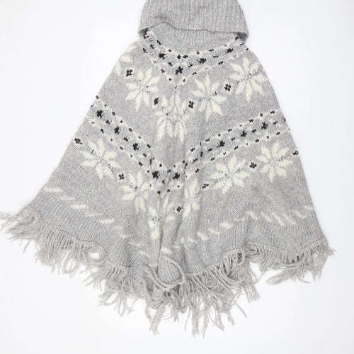 Next Women's Grey Fair Isle Cape Jumper, XS