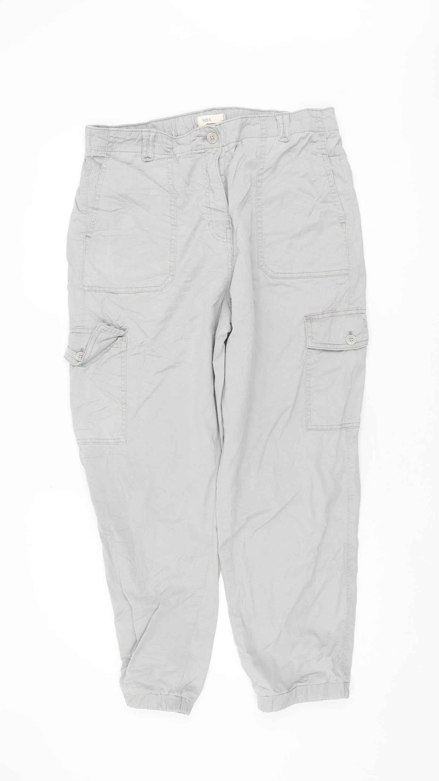 Marks and Spencer Women's Grey Cargo Trousers Size 16