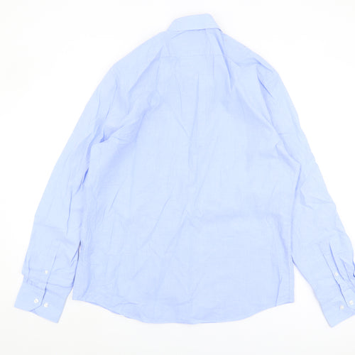 Marks and Spencer Men's Blue Regular Fit Shirt L