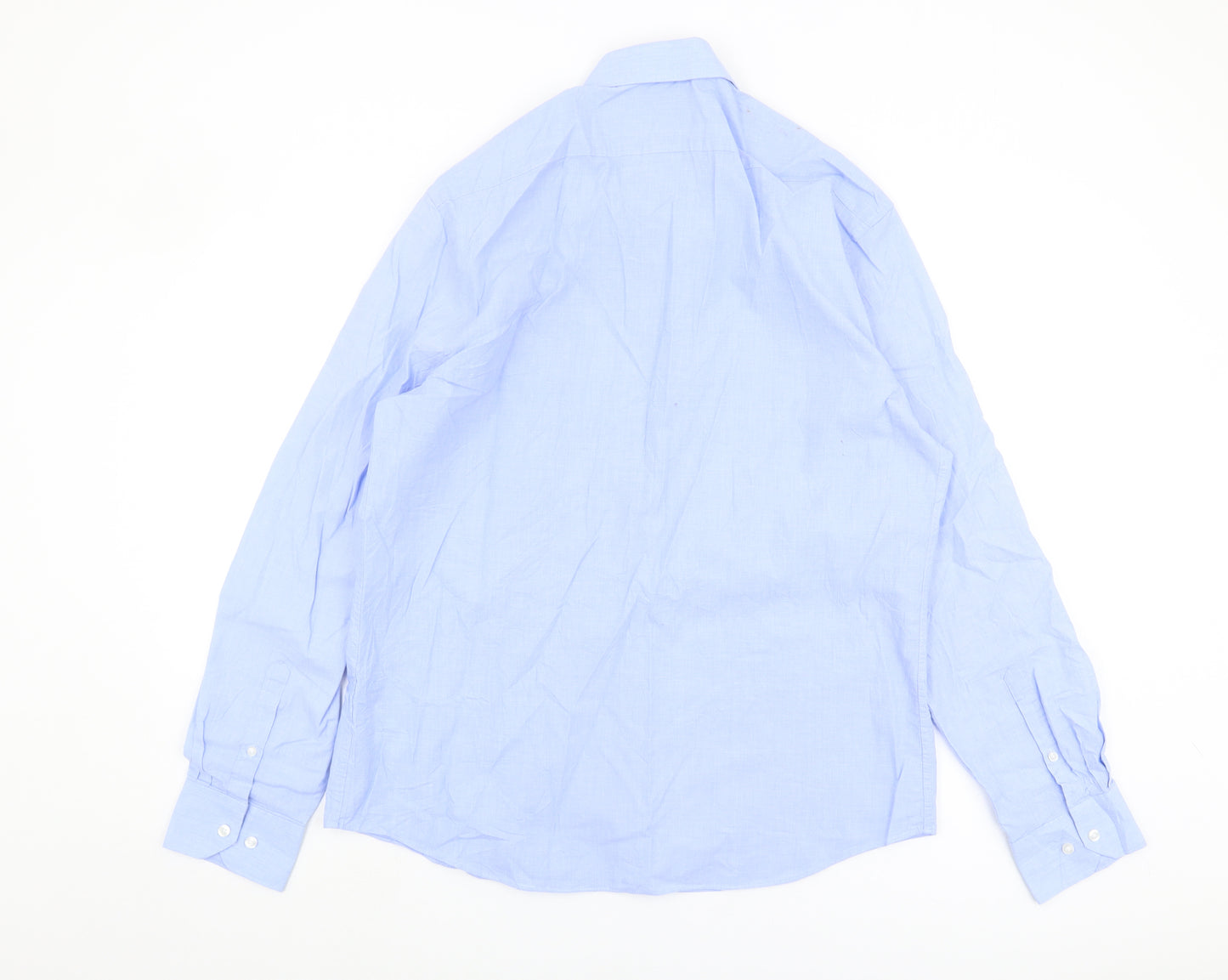 Marks and Spencer Men's Blue Regular Fit Shirt L