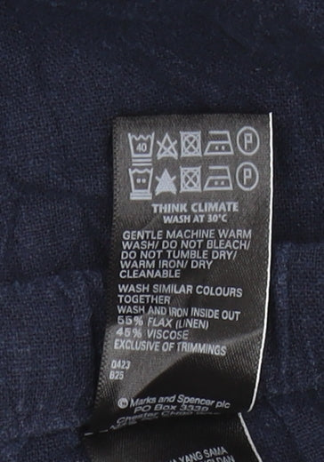 Marks and Spencer Women's Blue Relaxed Trousers, Size 18