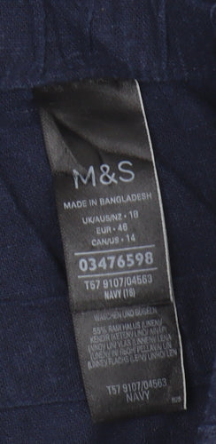 Marks and Spencer Women's Blue Relaxed Trousers, Size 18