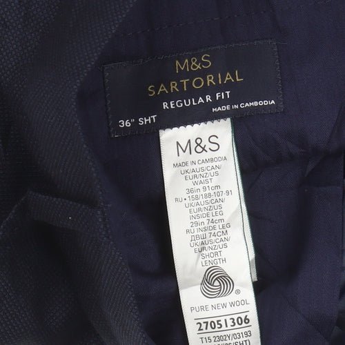 Marks and Spencer Navy Men's Dress Pants 36 SHT