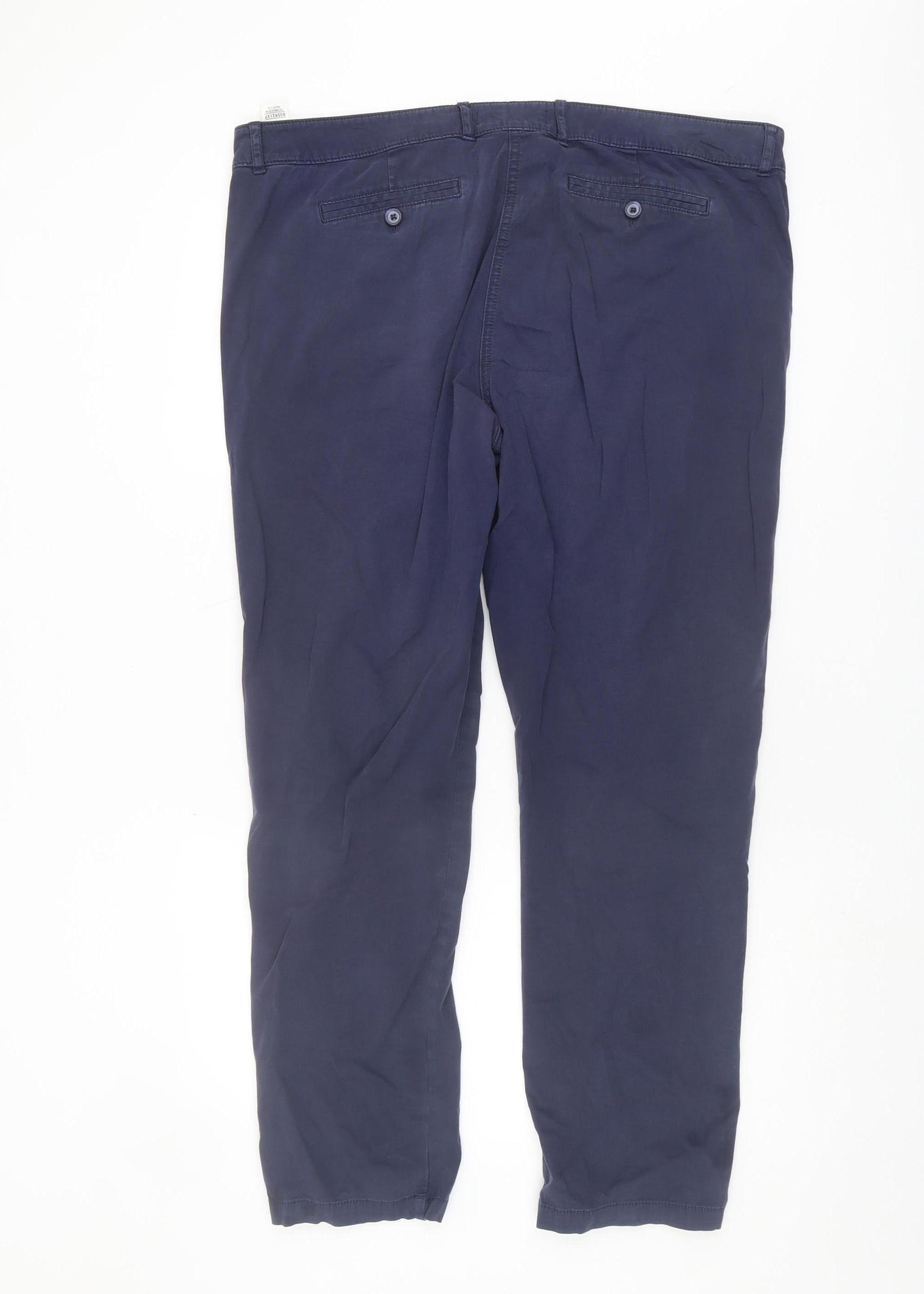 Marks and Spencer Women's Blue Cotton Trousers Size 16