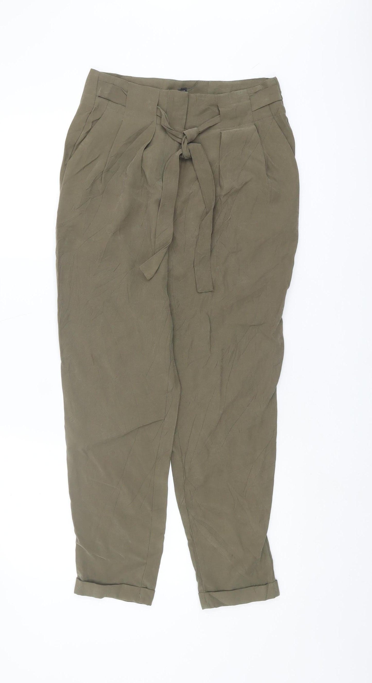 Next Women’s Green Paperbag Trousers Size 8