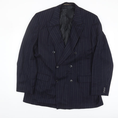 Marks and Spencer Men's Blue Striped Blazer 42L