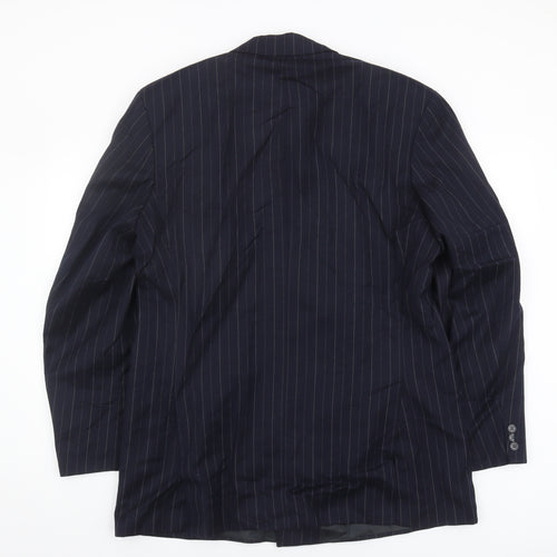 Marks and Spencer Men's Blue Striped Blazer 42L