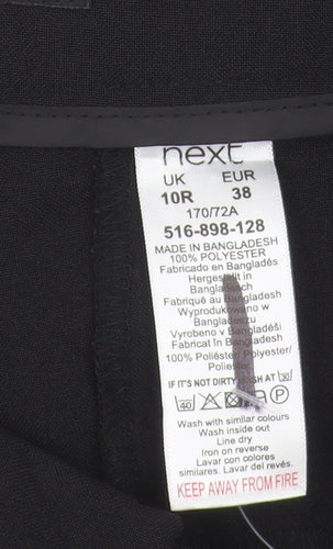 Next Women's Black Trousers Size 10 Regular Zip
