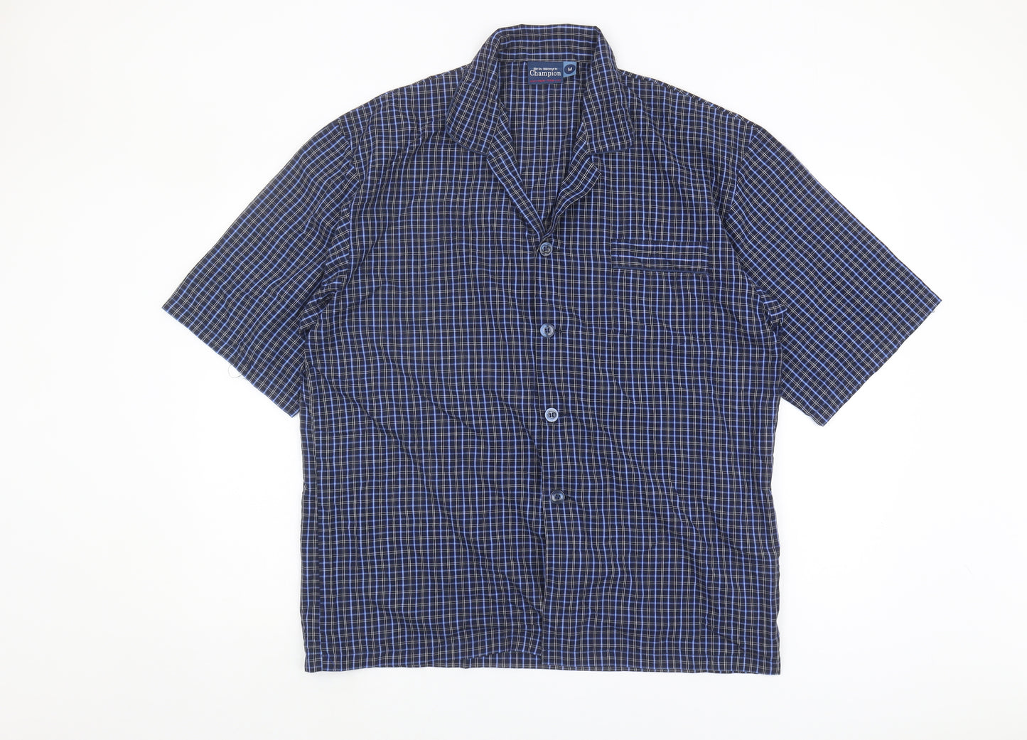 Champion Men's Blue Check Button-Up Shirt M