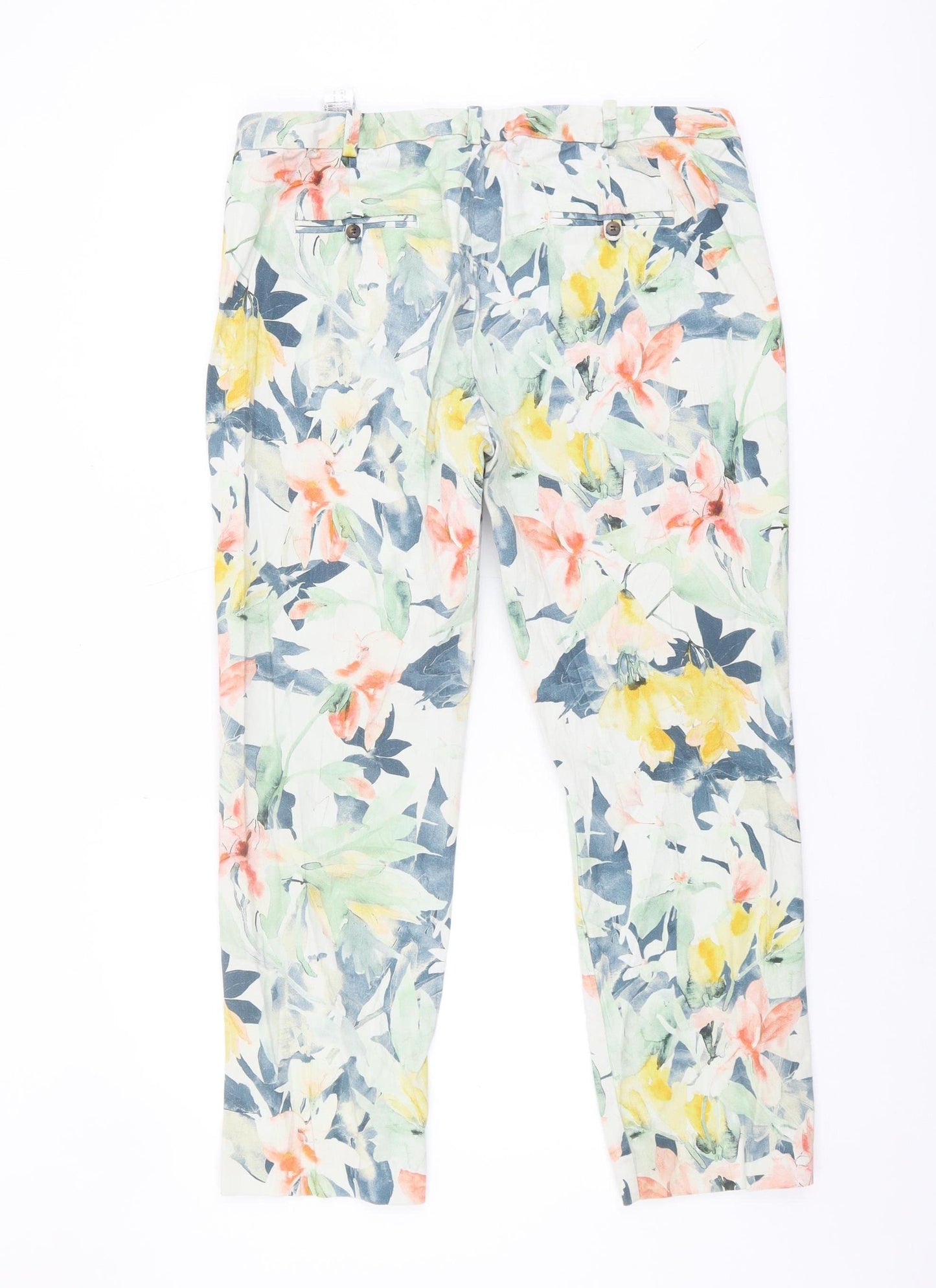 Zara Women's Multicoloured Floral Trousers Size 16