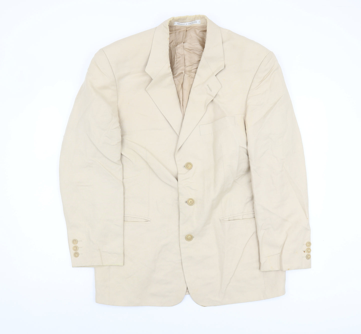 Marks and Spencer Men's Beige Blazer, 38, Regular Fit