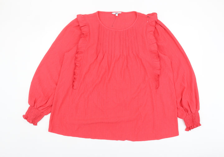 Next Women's Red Ruffle Tunic Blouse Size UK 20