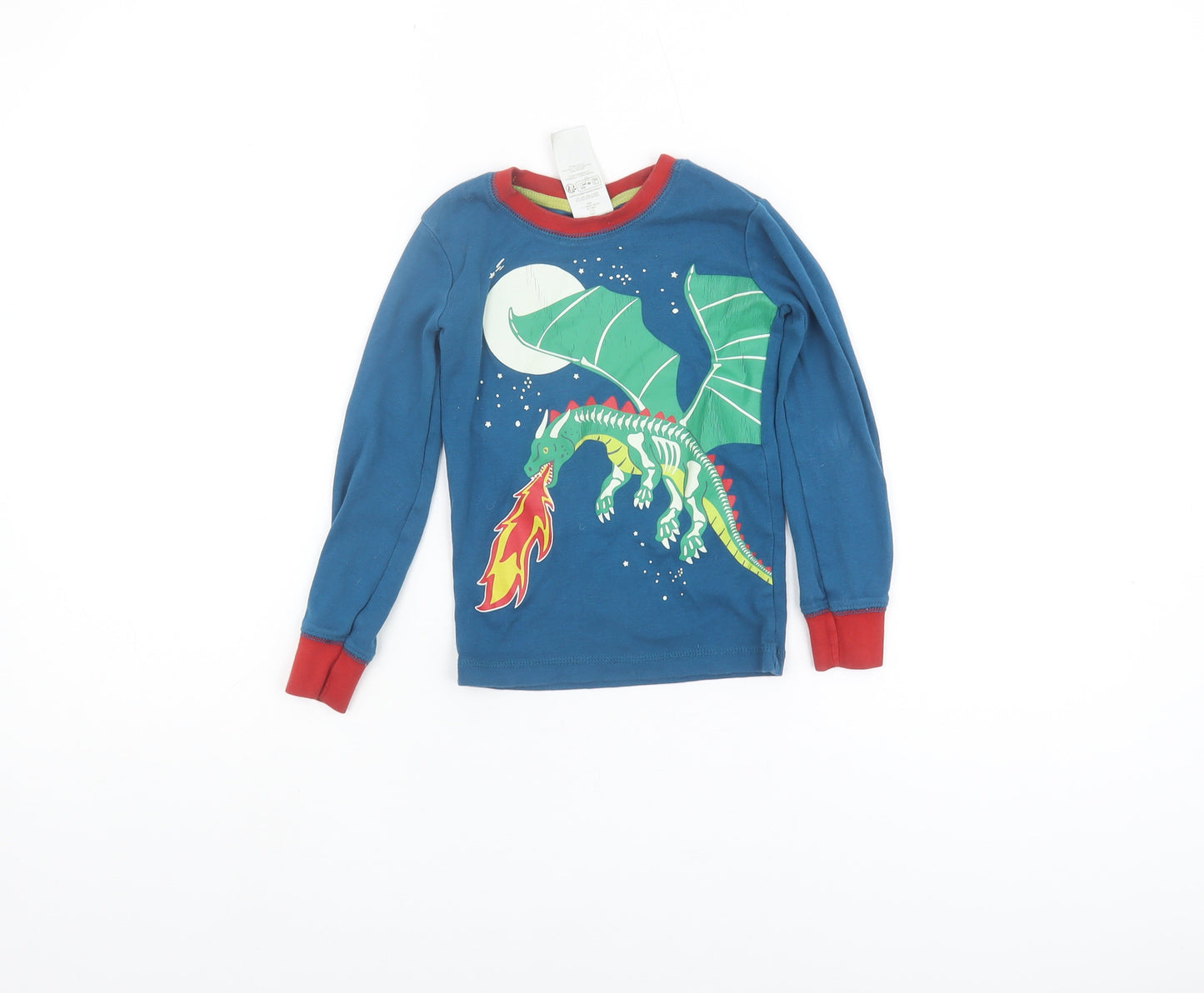 Mini Boden Boys Blue Dragon Pyjama Top, 5 Years, Cotton
