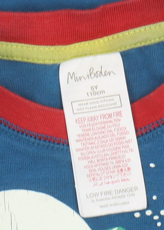 Mini Boden Boys Blue Dragon Pyjama Top, 5 Years, Cotton