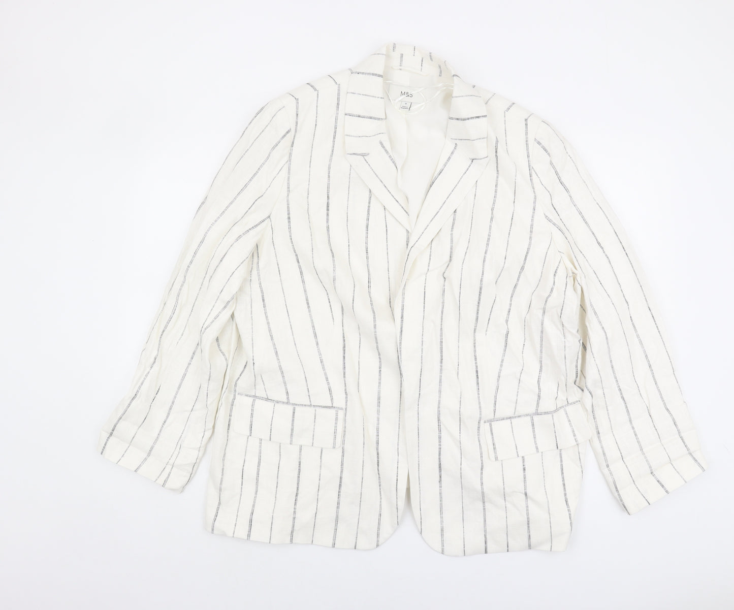 Marks and Spencer Women's White Linen Blazer, Size 18