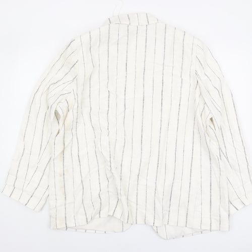 Marks and Spencer Women's White Linen Blazer, Size 18