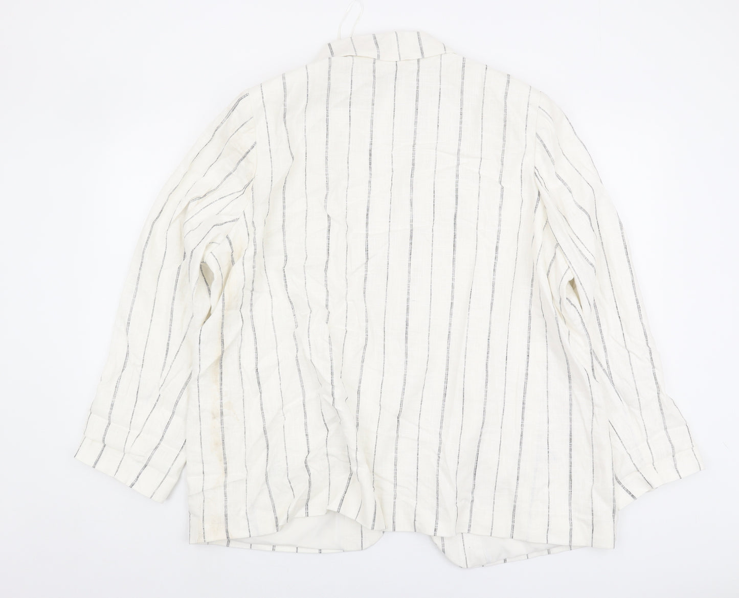 Marks and Spencer Women's White Linen Blazer, Size 18