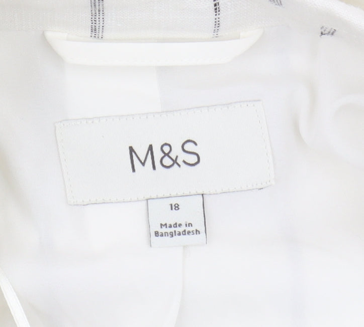 Marks and Spencer Women's White Linen Blazer, Size 18
