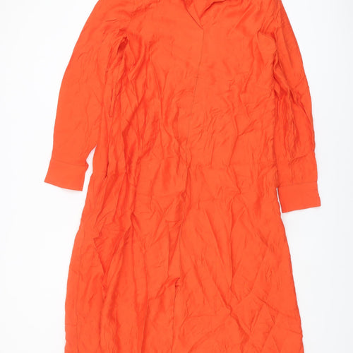 Next Women's Orange Midi Shirt Dress, Size 12