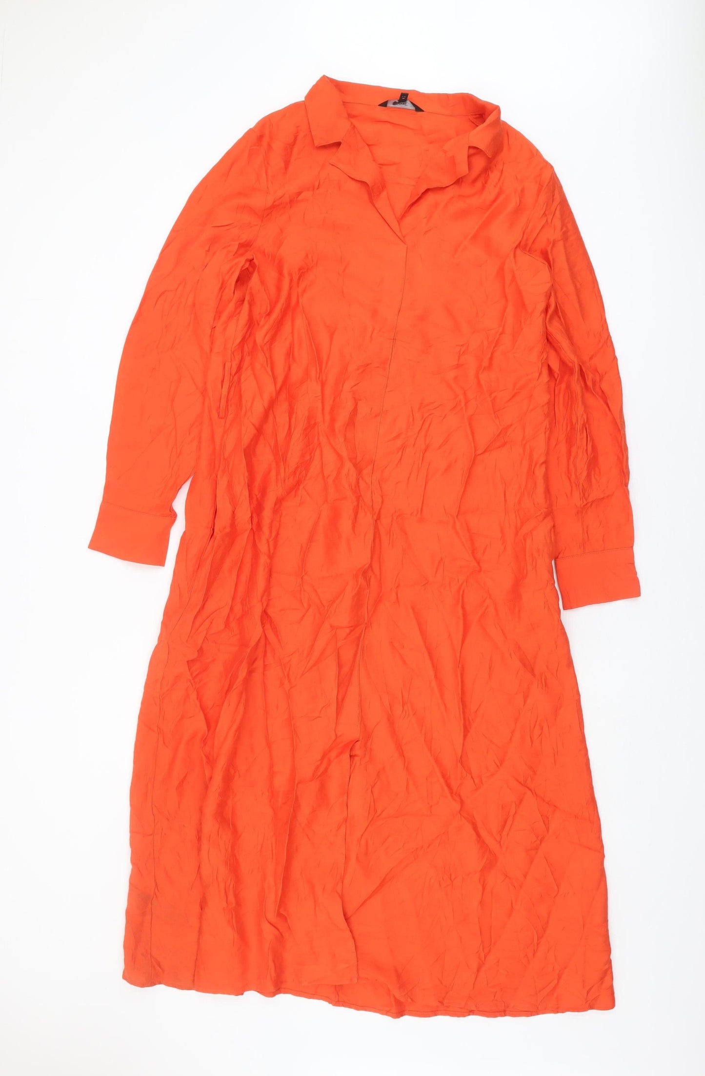 Next Women's Orange Midi Shirt Dress, Size 12