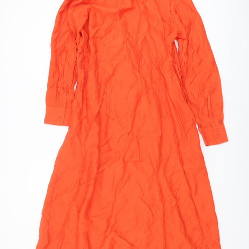 Next Women's Orange Midi Shirt Dress, Size 12