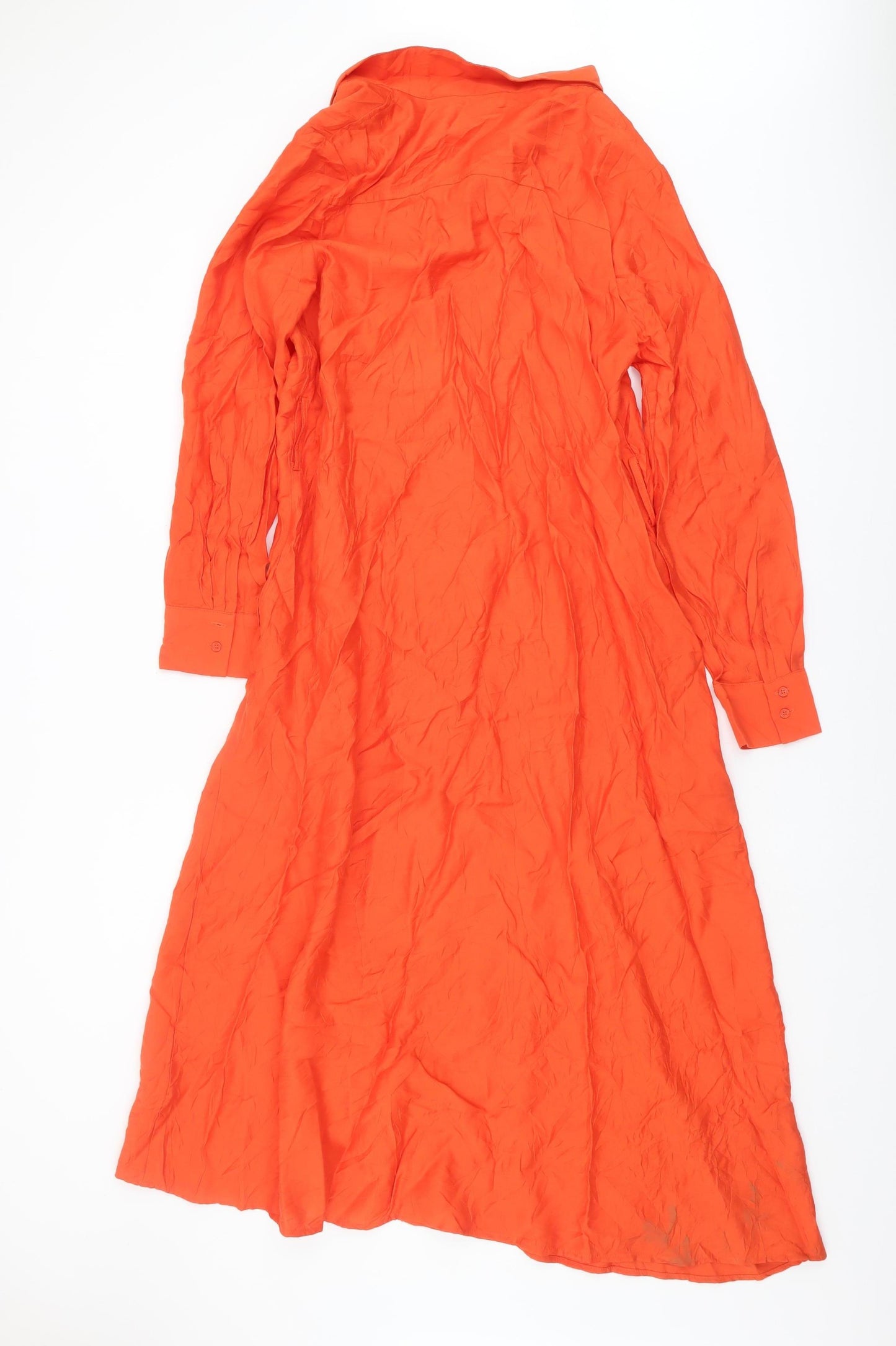 Next Women's Orange Midi Shirt Dress, Size 12