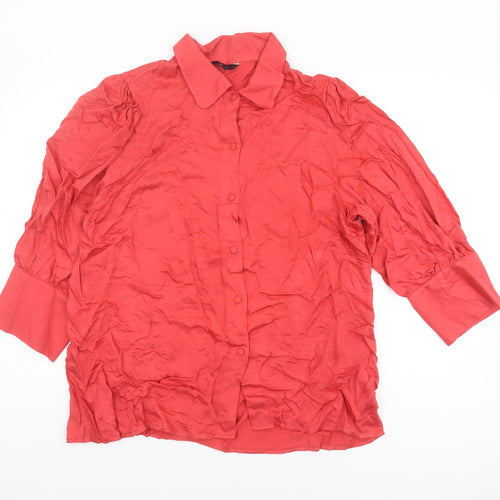 Next Women's Red Viscose Button-Up Blouse Size 20