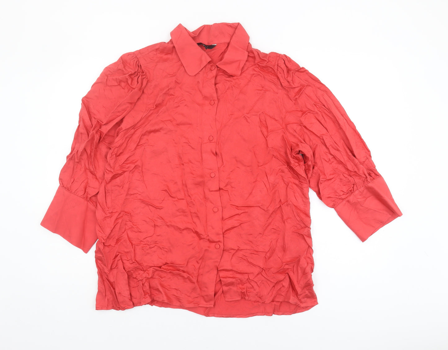 Next Women's Red Viscose Button-Up Blouse Size 20