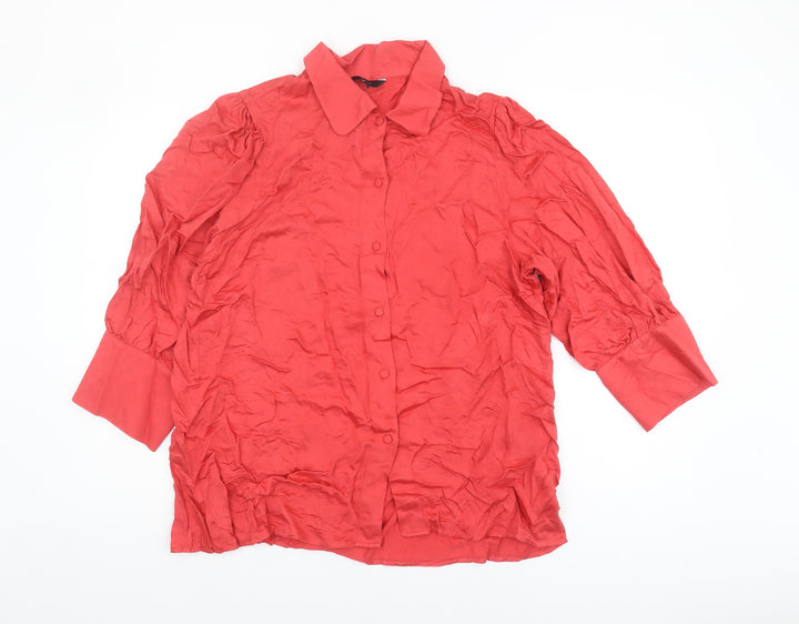 Next Women's Red Viscose Button-Up Blouse Size 20
