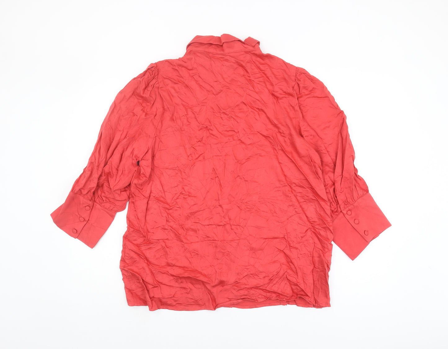 Next Women's Red Viscose Button-Up Blouse Size 20