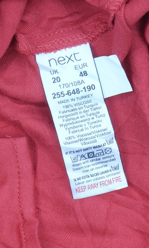 Next Women's Red Viscose Button-Up Blouse Size 20