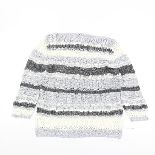 Marks and Spencer Women's Grey Striped Pullover M Knit
