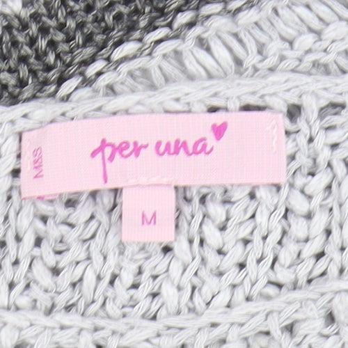Marks and Spencer Women's Grey Striped Pullover M Knit