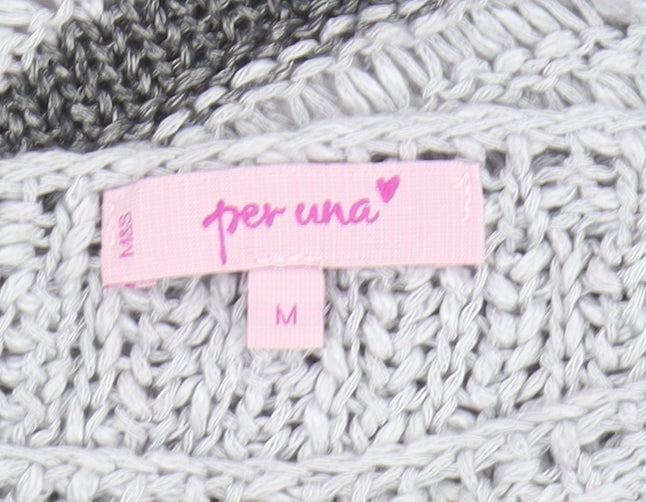 Marks and Spencer Women's Grey Striped Pullover M Knit
