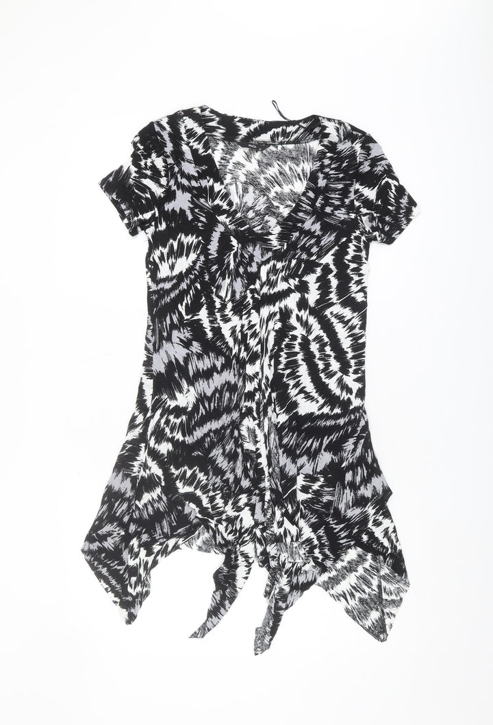 M&Co Women's Black & White Animal Print T-Shirt Size 10