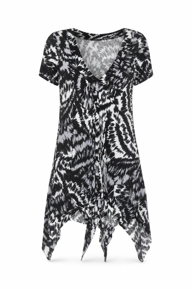 M&Co Women's Black & White Animal Print T-Shirt Size 10