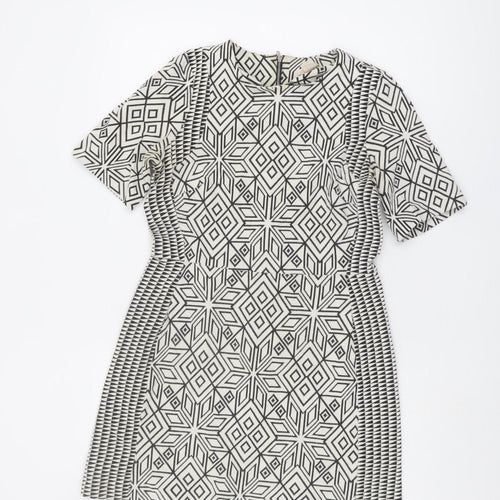 H&M Women's Geometric Shift Dress, Size 14, Black & White