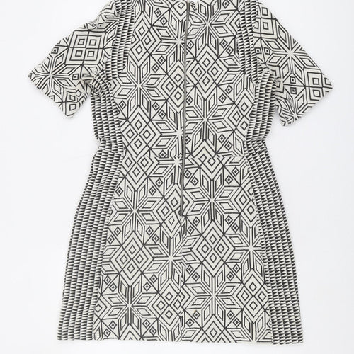 H&M Women's Geometric Shift Dress, Size 14, Black & White
